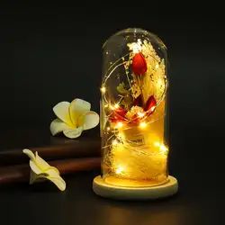 Роза стекло крышка сохранены свежий цветок светодио дный светодиод мигает светящиеся Цветочные ваза блеск светящиеся дома декоративный