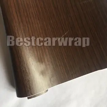 

Dark Teak Wood Grain Faux Finish Textured Vinyl Car Wrap Styling Paper Film DIY Home table wall / Air-release PROTWRAPS 1.52X20M