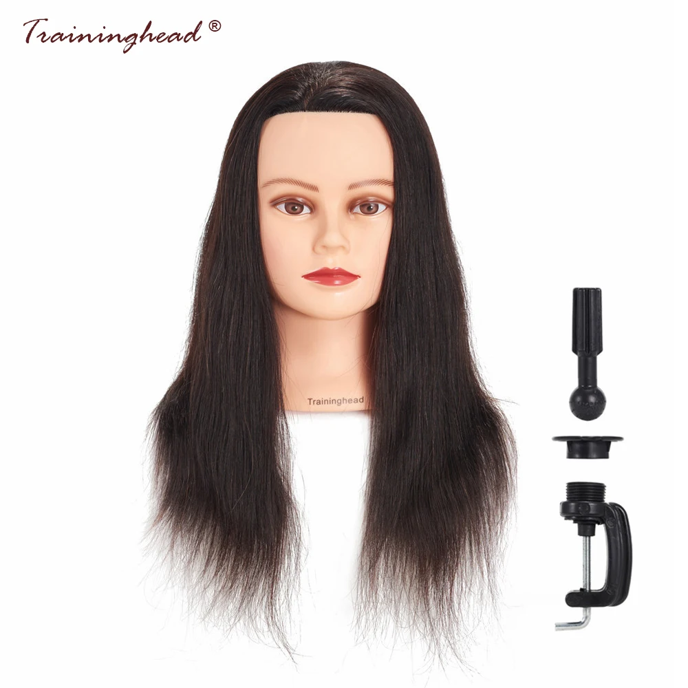 Traininghead 20 22" Black Hair Mannequin Head Hairstyles Human Hair