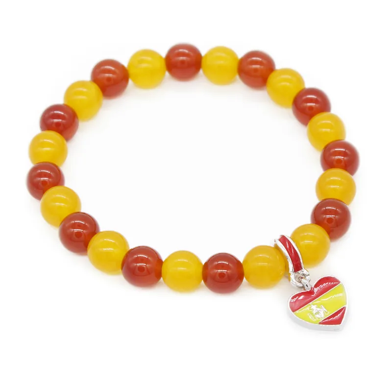 

Poshfeel Spain/UK/Italy National Flags Charm Bracelet For Women And Men Jewelry 8Mm Natural Stone Bracelets & Bangles Mbr170338