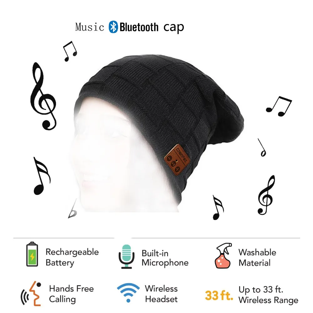 CHENFEC Beauty New Soft Warm Beanies font b Bluetooth b font Hat Wireless font b Bluetooth