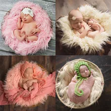 Реквизит для новорожденных из искусственного меха одеяло, корзина, наполнитель монгольский мех Детская фотография реквизит для новорожденных Подставки для фотографий