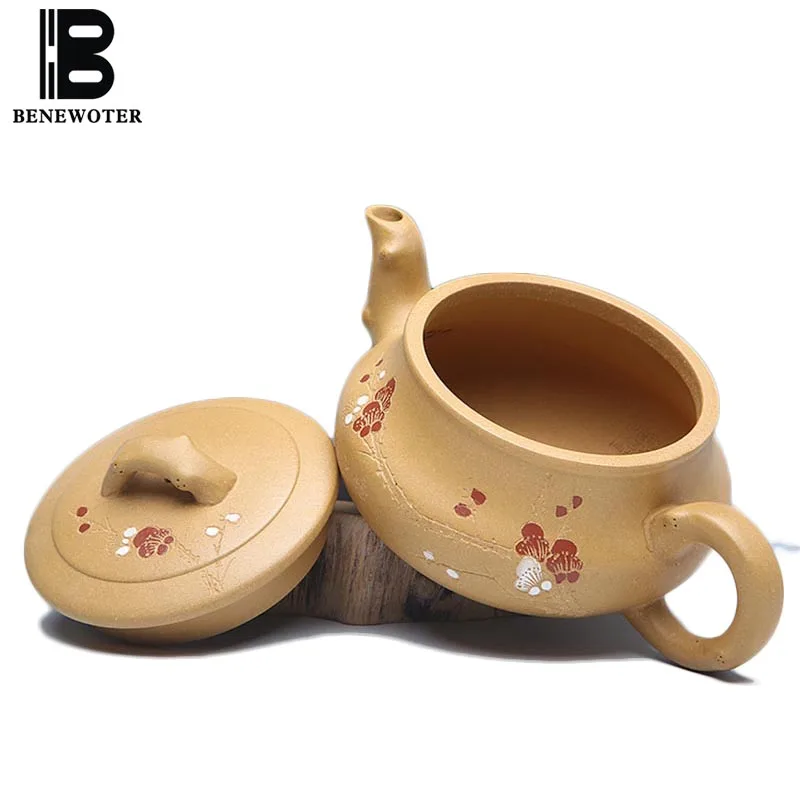 

260cc Yixing Purple Clay Pot Handmade Raw Ore Gold Duan Mud Zisha Teapot Chinese Kung Fu Tea Set Flower Pattern Drinkware Kettle