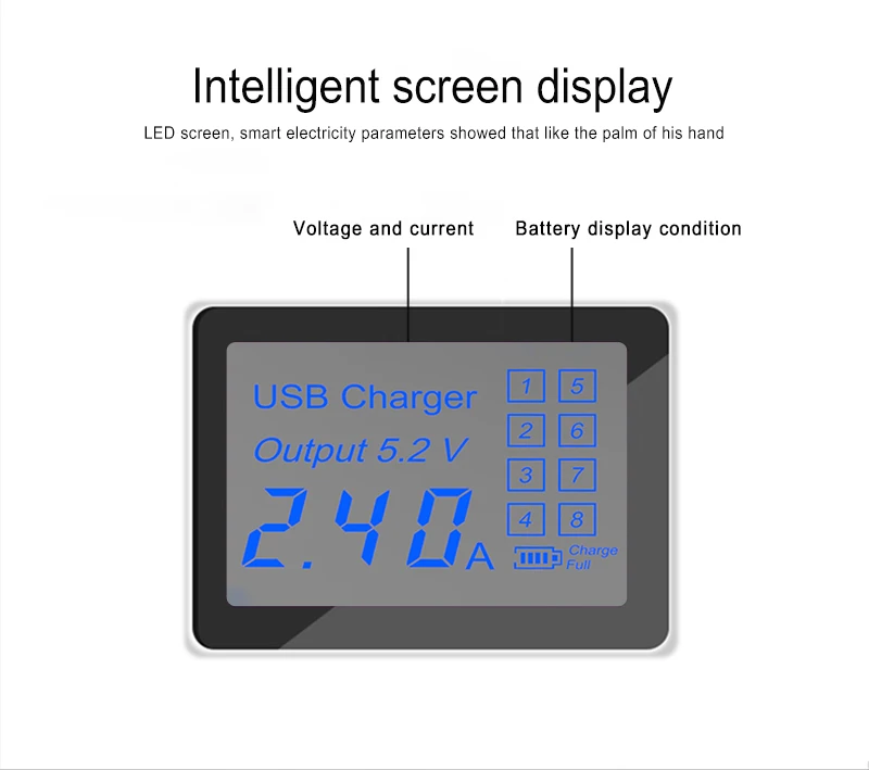 QC 3.0 Smart Charger Dock Station Charging Station Hub with LED Current Display Mobile Phone Charger(9)