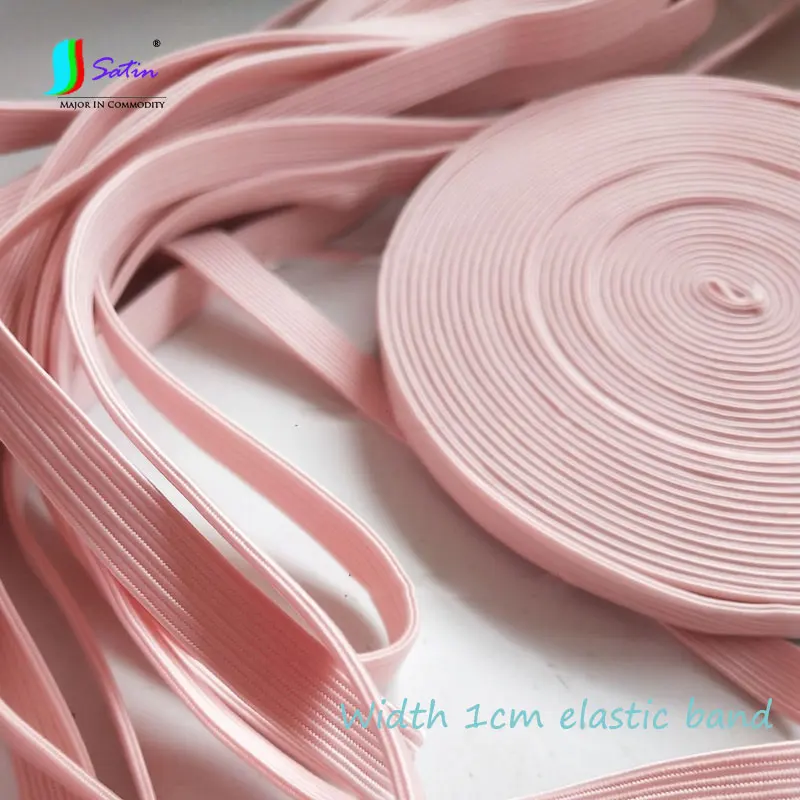 

Wholesale 5M Width 1cm Elastic Bands for Baby Clothes Underwear Garment Accessories Pink High-quality Thin Elastic Band A0051C