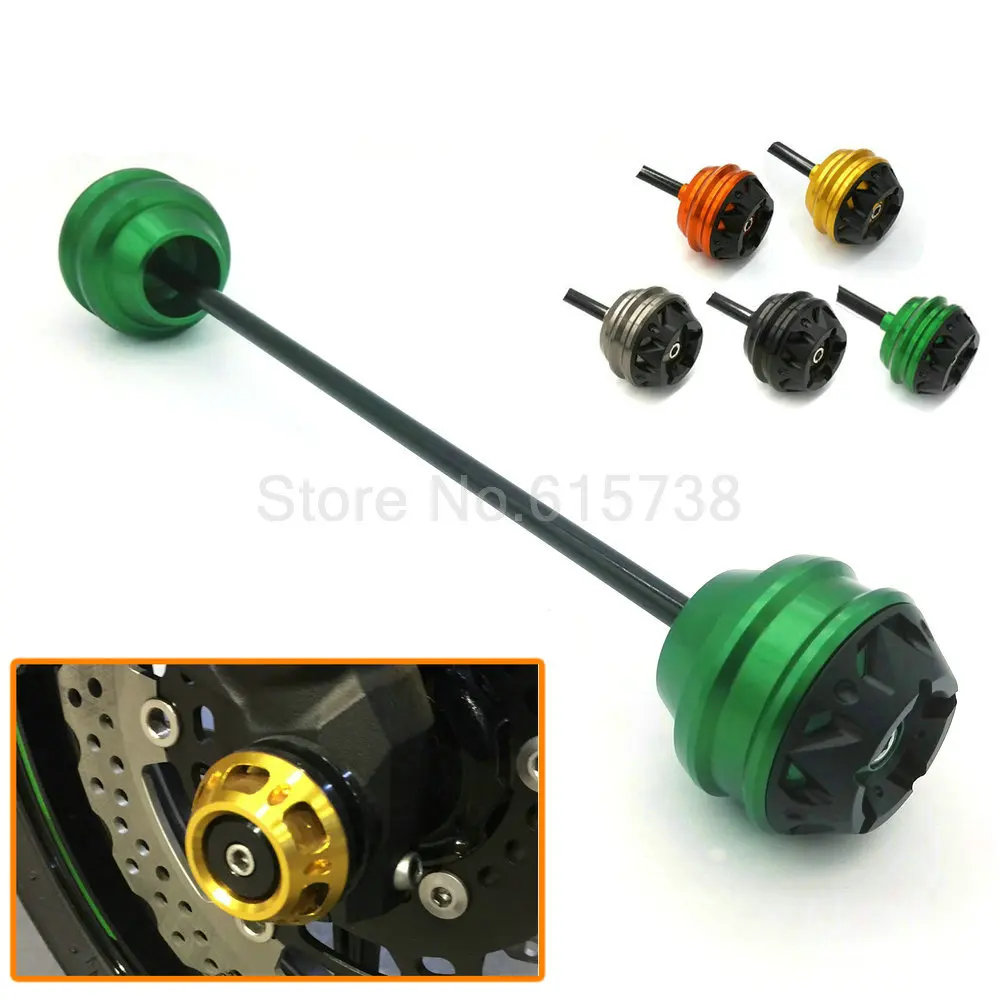 Green Gold B O CNC Motorcycle Front and Rear Wheel Axle Fork Crash Slider Frame Sliders Protector For Yamaha MT07 FZ07 2013-2015 pair 12mm billet cnc motorcycle front rear wheel axle fork frame slider crash pad protector cover for suzuki kawasaki 7 color