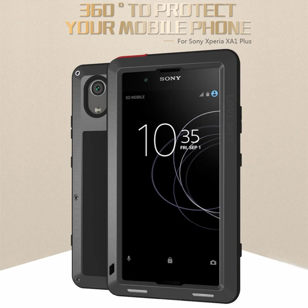 LOVEMEI мощный металлический водонепроницаемый чехол для Sony Xperia xa1 Plus Полный корпус