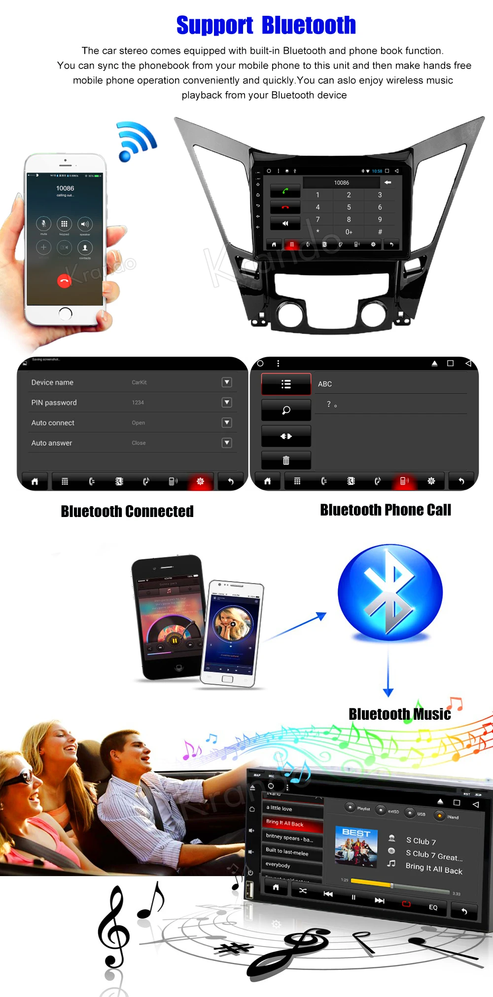 Krando Android car radio gps navigation multimedia system for Hyundai sonata 2012 2013 2014 2015
