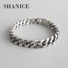 SHANICE мужской Корейский S925 Серебряный браслет INS ветер простой ретро старая цепочка женский браслет Пара серебряные цепочки с орнаментом