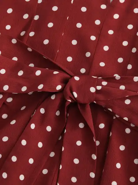 burgundy polka dot jumpsuit