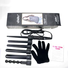 Горячая бесклипса набор для завивки волос 6 в 1 Плойка для волос жезловидная набор с 5 сменными щипцы для завивки бочек и термостойкая перчатка