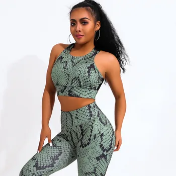 

Fitness Legging For Women Hot Sale Light Green Snake Pattern Suit Fashion Sexy Feet Sports leginsy damskie 2019 New Arrival