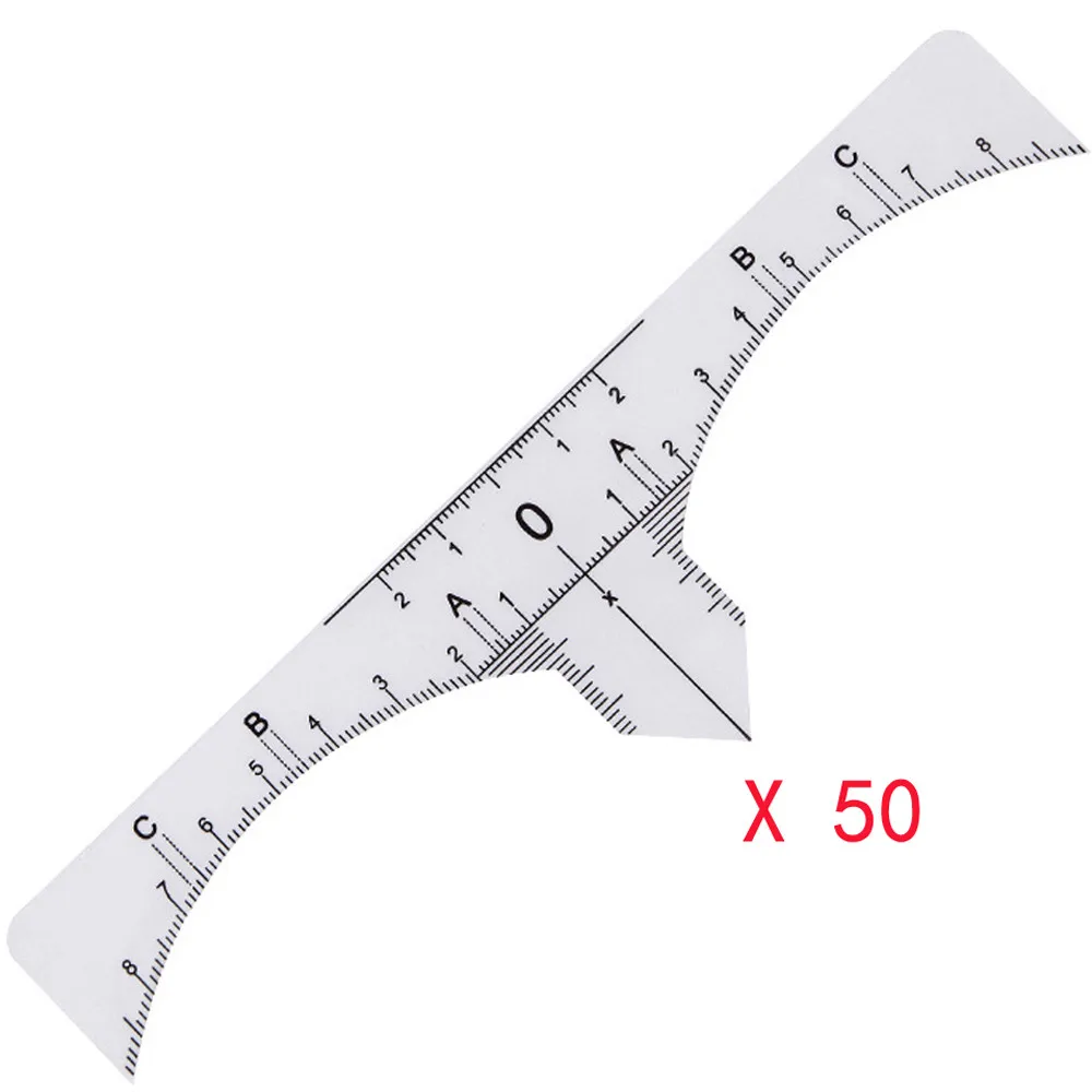 50 шт. Пластик Щипчики для ресниц одно время microblading Макияж бровей измерения для бровей направляющая линейка постоянный Инструменты 5u922