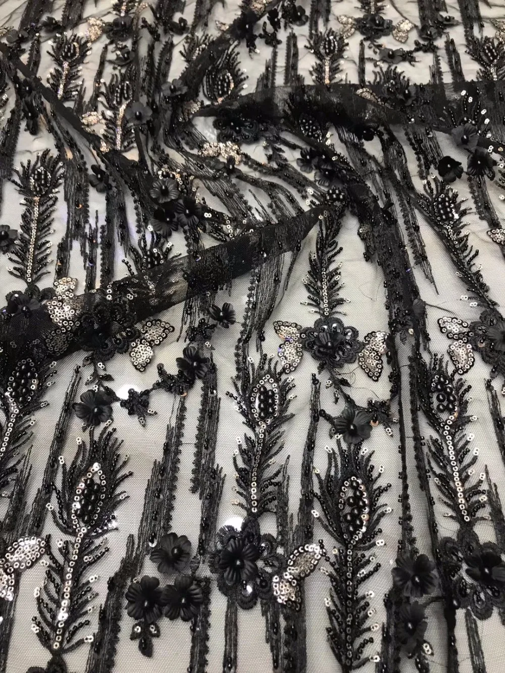 Tulle Bridal Fabric, French Laces Fabrics High Quality Tulle French, 3D Lace Material in Lace