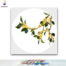 DIY раскраска картины по номерам с цветами османтус Хризантема Картина Рисунок Живопись по номерам оформлена дома