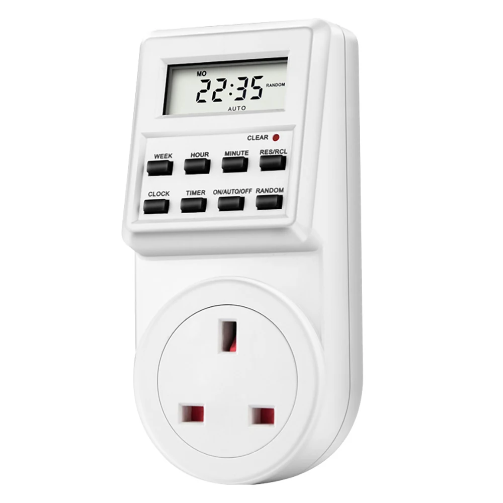 

Electronic Digital Timer Switch 13A 230V 50Hz LCD Display Digital Time Switch Timer With UK Plug Socket Weekly Programmable
