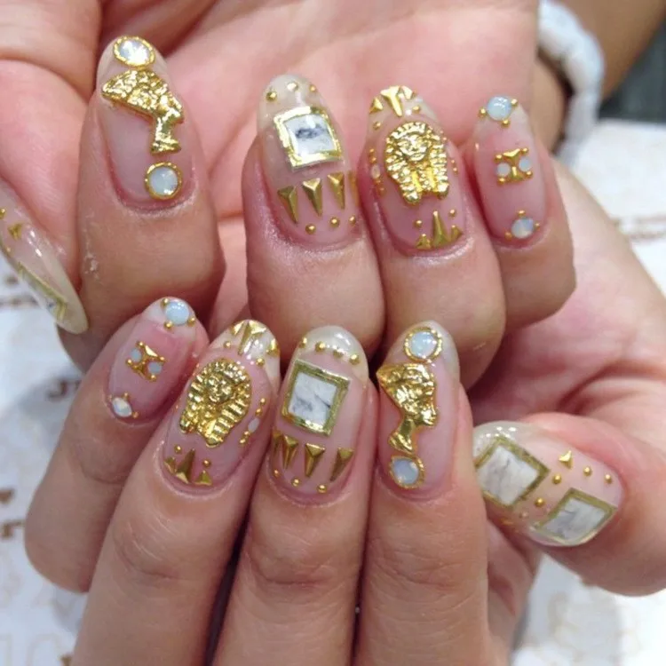 20pcs Gold Metal Egyptian Pharaoh Cleopatra Design Alloy Charms For 20pcs Gold Metal Egyptian pharaoh Cleopatra design alloy charms for nail art Decoration Accessories Supplies Tools 2018 new-in Rhinestones & Decorations ... - 20pcs Gold Metal Egyptian Pharaoh Cleopatra Design Alloy Charms For