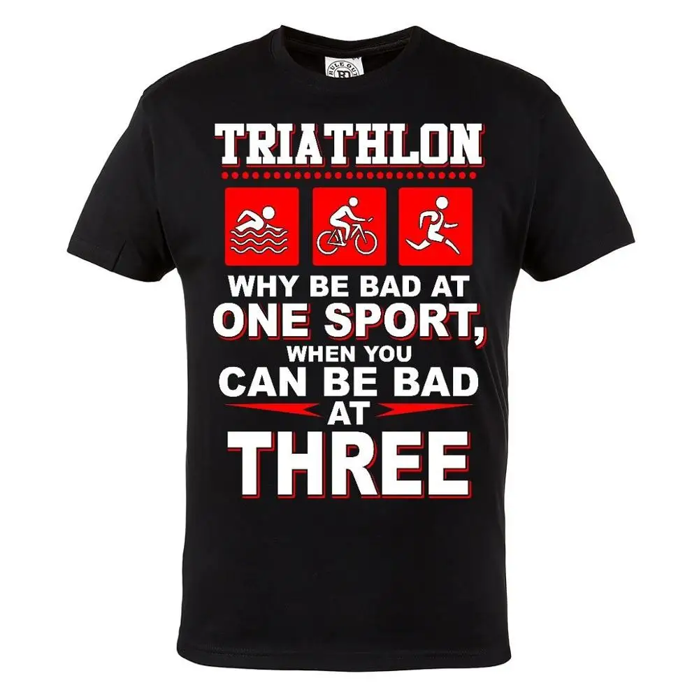 Мужская Черная хлопковая футболка для триатлона Ironman, топ, футболка, хорошее качество, с принтом, новинка, модные мужские футболки высокого качества, повседневные футболки - Цвет: Черный