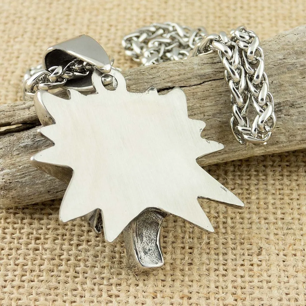 53*43mm Stainless Steel the Wizard wolf head pendant necklace for the Witcher 3 Geralt with a The Wild Hunt 3 Figure Game