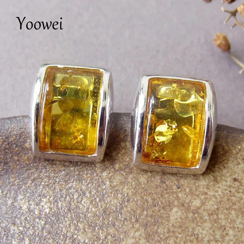 Yoowei 3 Color Amber Earrings for Gift Chic OL Simple Style Stud Earring Women Natural Amber Jewelry Wholesale naturais kehribar Yoowei 3 Color Amber Earrings for Gift Chic OL Simple Style Stud Earring Women Natural Amber Jewelry Wholesale naturais kehribar