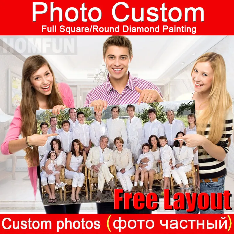 

HOMFUN,Photo Custom,Diamond Embroidery,DIY,5D,Private Custom,Diamond Painting,Cross Stitch,3D,Diamond 5D,Decoration,Gift