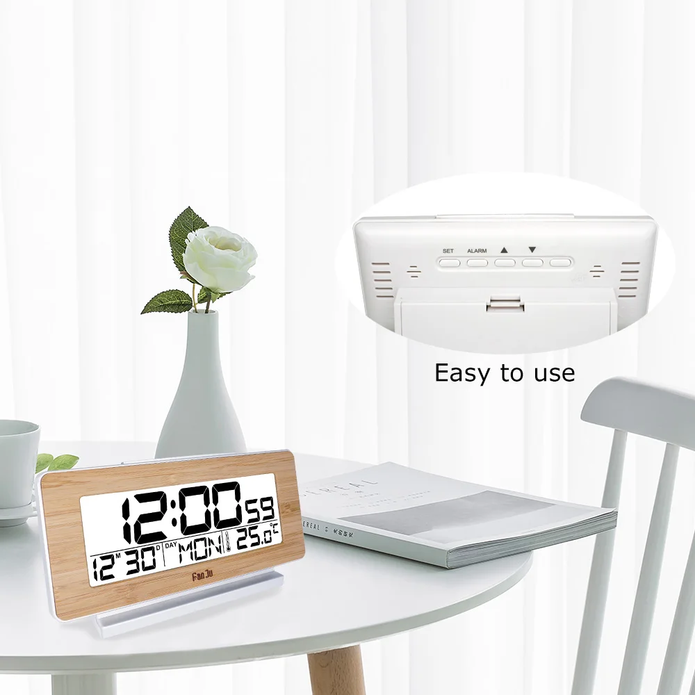 FanJu FJ3523 цифровой будильник LED Электронный 12 H/24 H и функция повтора термометр
