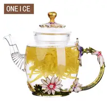 Ручная роспись кунг-фу чайник термостойкий стеклянный один горшок эмаль цвет высококачественный чайник для заваривания цветочного чая