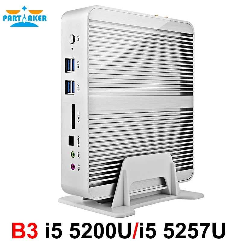  Partaker B3 Business Mini PC Fanless Computer with 4th 5th Gen Intel Core I5 4258u 4278u 5200u 5250u Processor 