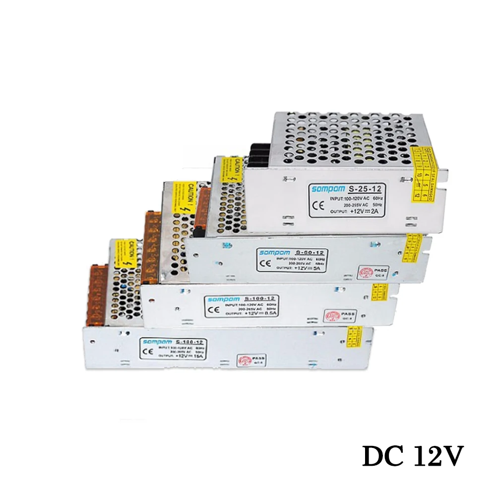 12 В постоянного тока импульсный источник питания 1A 2A 3A 5A 8.5A 10A 15A 20A 30A 240 Вт 360 Вт адаптер питания AC 85-265 в к DC 12 В для светодиодной полосы света