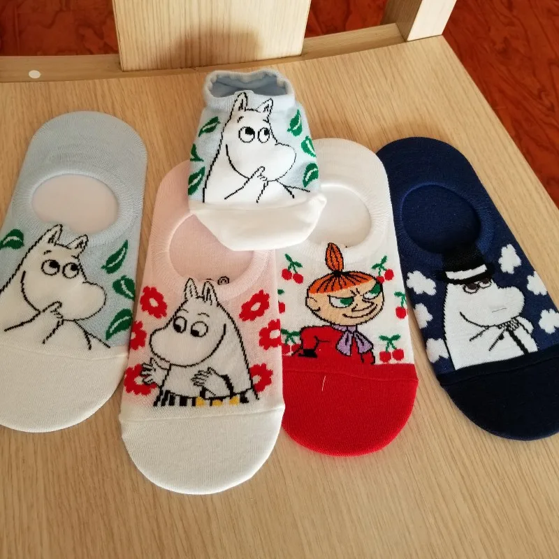 

2019 New Moomin Lovely Cotton Thin Boat Socks Invisible Footsies Ramadan Family Gift For Cute Wearing Cool Fashion 1pair Sell