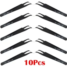 10PCS ESD-15 Anti-static Curved Straight Tip Forceps Precision Soldering Tweezers Set Electronic ESD Tweezers Tool for VAPE RDA цена 10PCS ESD-15 Anti-static Curved Straight Tip Forceps Precision Soldering Tweezers Set Electronic ESD Tweezers Tool for VAPE RDA цены онлайн