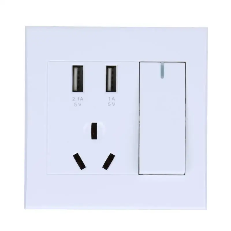 

USB Wall Switch Socket Panel Dual USB Switch Adapter Plug Power Supplies