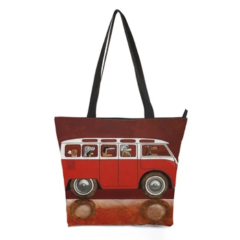 

CROWDALE DIY Customizer Women Bags 3D-Cute car doges Print ing Shoulder Bag Handbags Handbag Female Canvas Lady 44.5cm*35cm