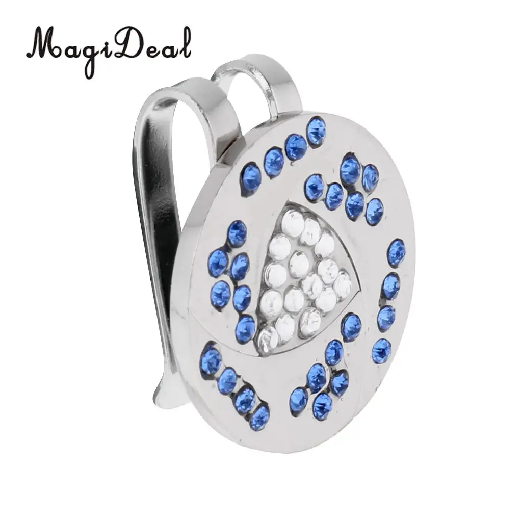 MagiDeal Zinc Alloy Bling Rhinestone Golf Hat/Cap/Visor Clip and Magnetic Ball Marker