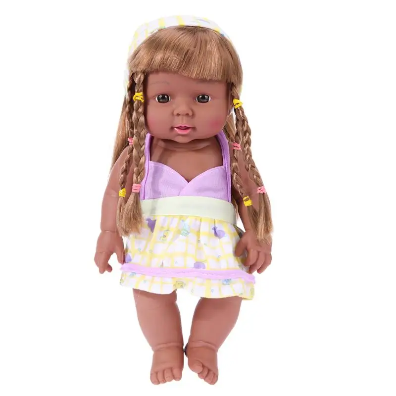 30 см имитация возрожденная кукла мягкая ПВХ Реалистичная африканская девочка кукла игрушка Реалистичная новорожденная Спящая кукла детский подарок на день рождения - Цвет: 02