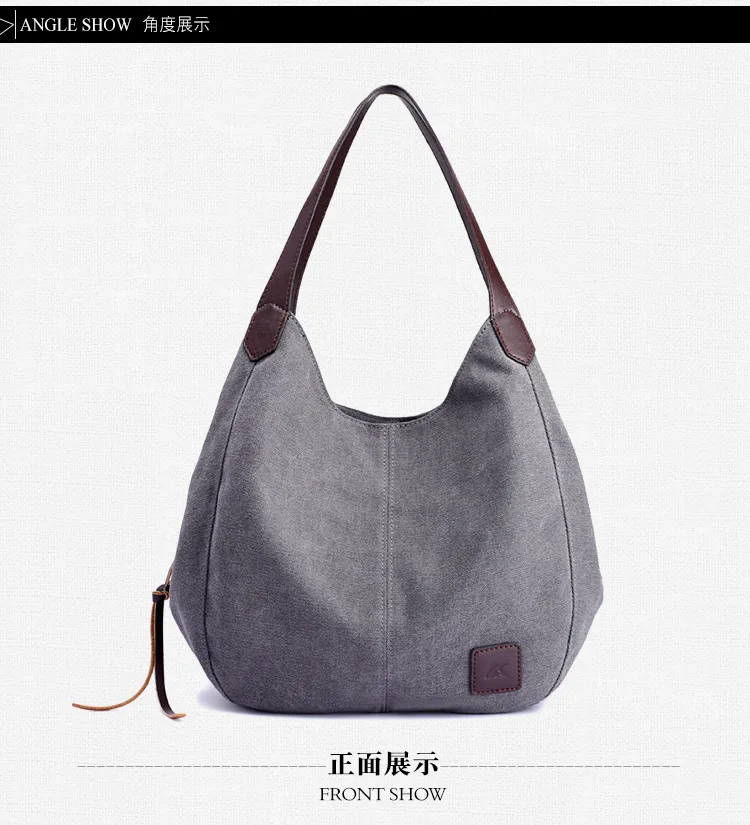 

Rushed New Arrival Solid Casual Zipper Canvas Shopping Bags