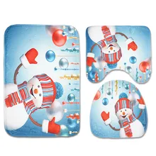 Hot 3Pcs/Set Bathroom Mat Set Christmas Non-Slip Pedestal Rug Cushion Toilet Seat Cover Bath Mat for Home Decoration Nove2