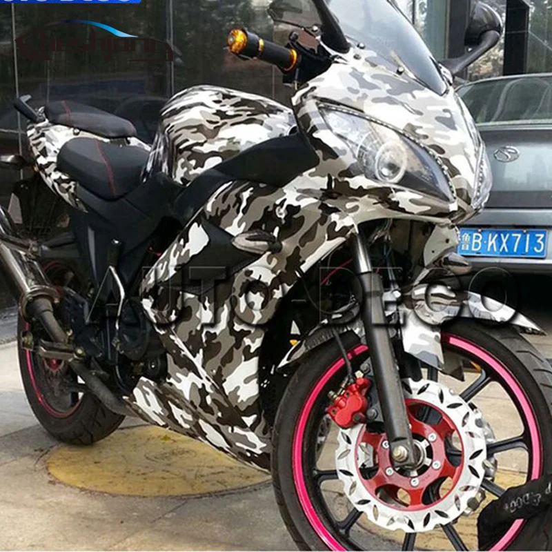 Cheshjong Grey Black White Camouflage Vinyl Car Wrap Sticker Glossy Finished Camo Film for Scooter Motorcycle Decal | Автомобили и