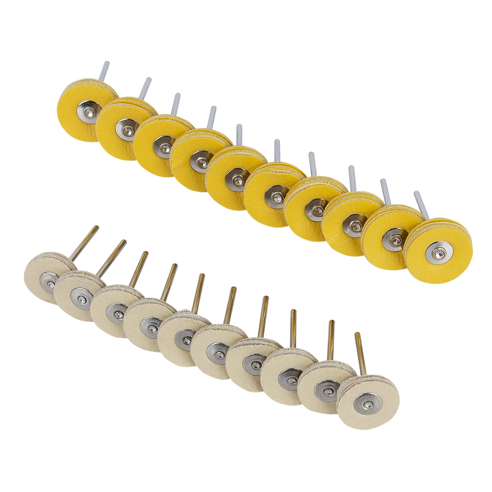 20Pcs 2.35mm Shank Yellow/White Polishing Wheel Buffing Pad Brush Mixed