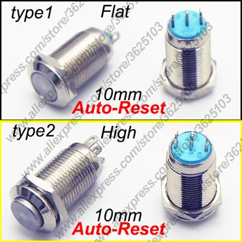 

50PCS High Quality 10MM 3Pin Soldering Metal Button Switch Momentary Not Fixed Power (On) Metal Switch Button High/Flat Head