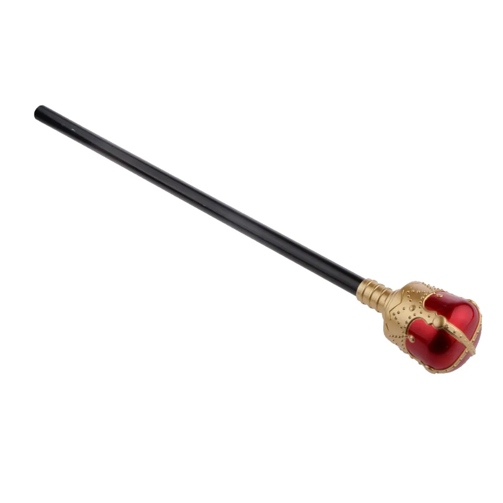 48cm Halloween Costume Party Magic Wand Jewel Scepter Fancy Dress Ball Prop The King's Scepter Wand Red Gold