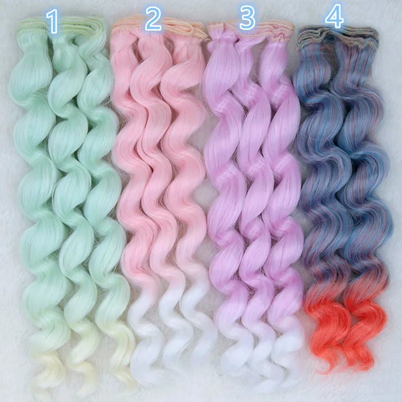 

Thick 25cm*100cm wigs gradient color doll wigs for 1/3 1/4 1/6 BJD diy hairs High-temperature wire curly wave hair wigs
