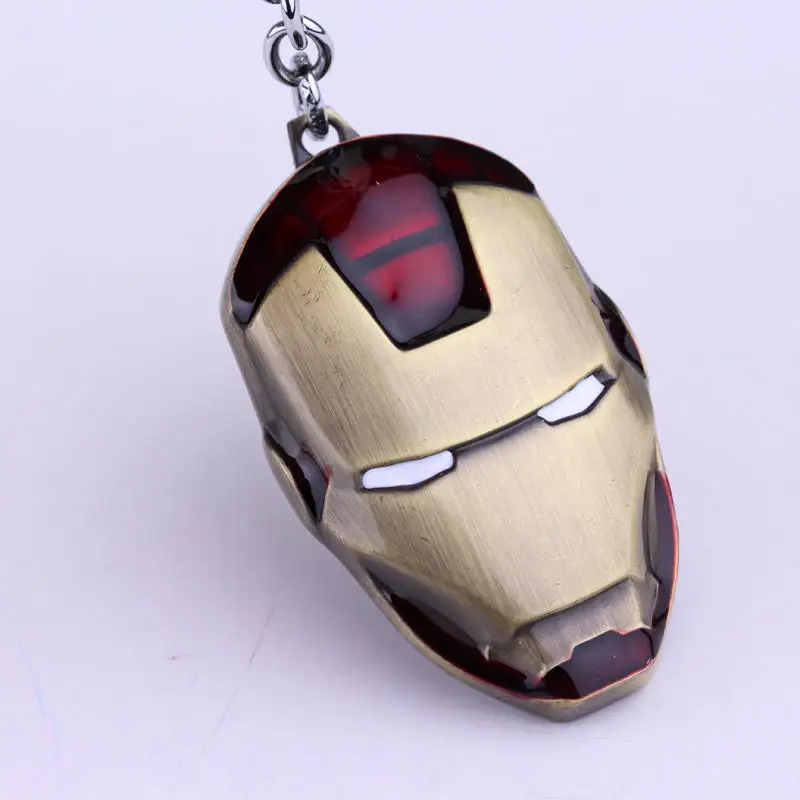 Marvel Super Hero los Vengadores Iron Man máscara llavero 3 colores moda esmalte Metal colgante llavero chaveiro llaveros