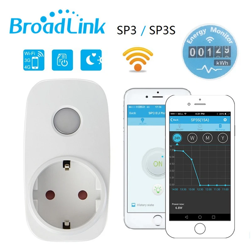 Broadlink SP3S/SP3 штепсельная вилка таймера ЕС США wifi розетка умный дом автоматизация APP