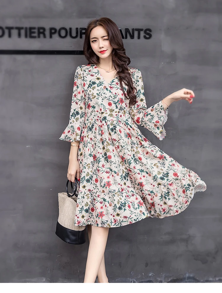 Summer 2018 Elegant Celebrity Pregnant Women loose Plus Size Short Sleeve Chiffon Casual V-neck Women Dresses (12)