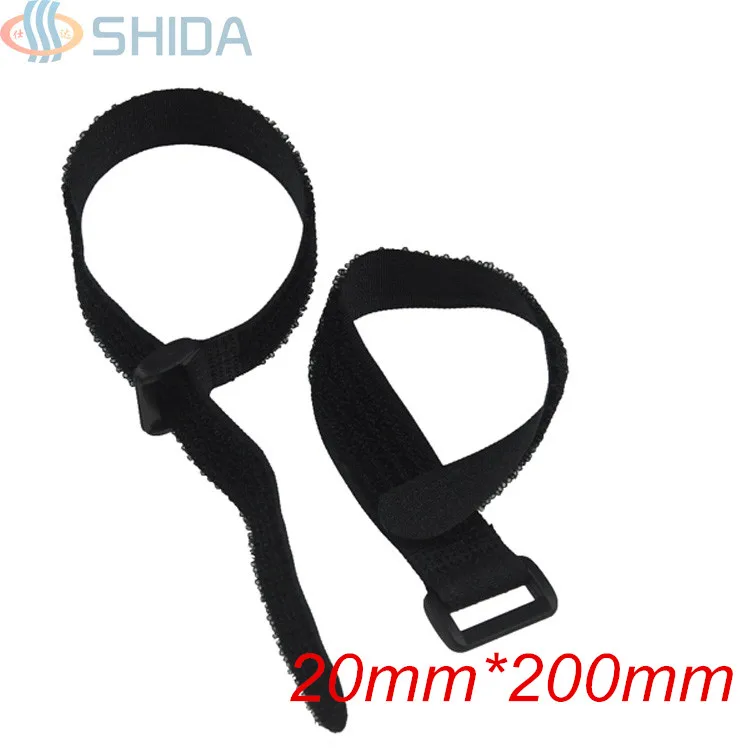 30pcs 2*20cm Self Adhesive Black Nylon Straps Cable Ties with Plastic
