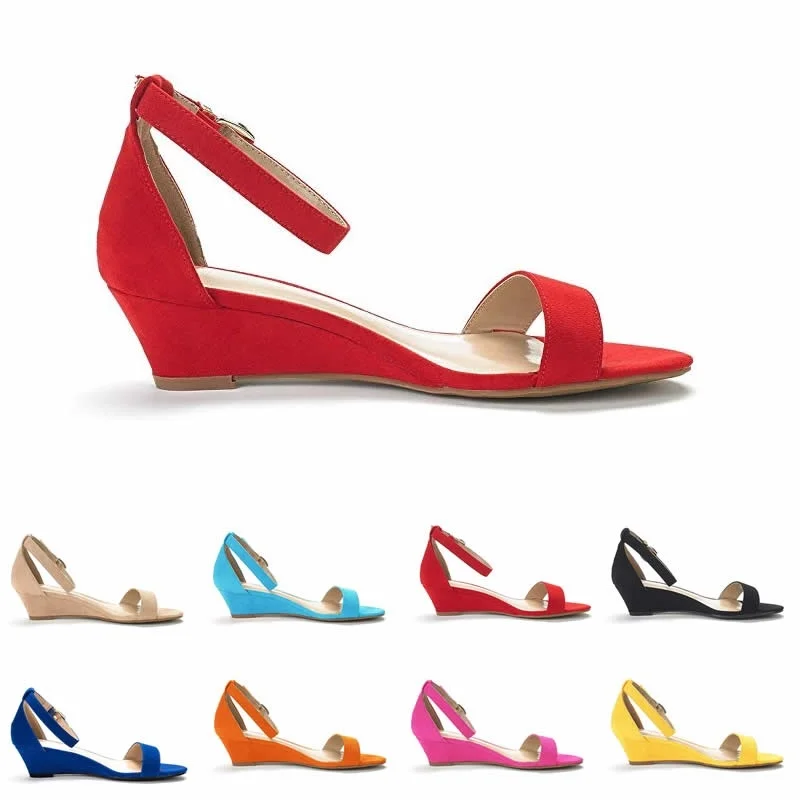 

LOSLANDIFEN Women's Platform Wedge Sandals Simple Style Casual Pointed Toe High Heels Velvet Wedges Heels Work Shoes 308-3VE