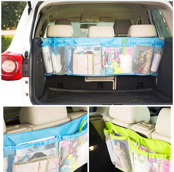 Folding Luggage Bag Car Trunk Organizer Car Seat Back Storage Mesh Bag