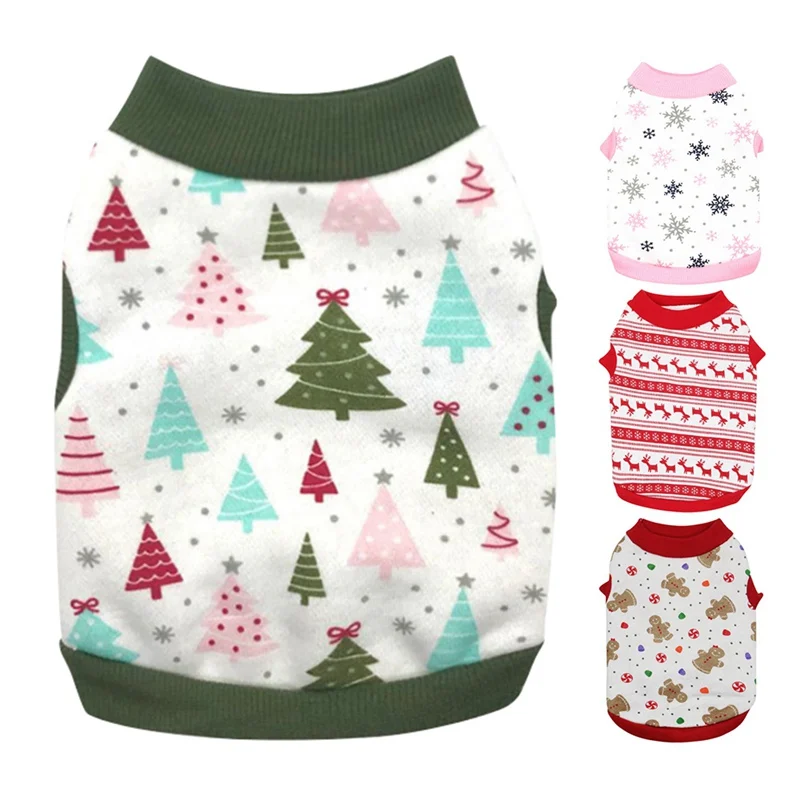 

Pet Clothes For Christmas Puppy Shirt Tops Dog Fleece Warm Costume Christmas Tree Pet Dog Puppy Vest T-shirt Dog Cloth