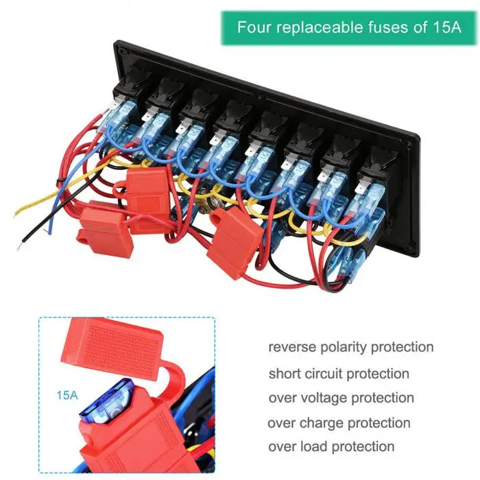 Водонепроницаемый 8 банд кулисный переключатель панель 12 В/24 В выключатель вольтметр для автомобиля морской лодки NR